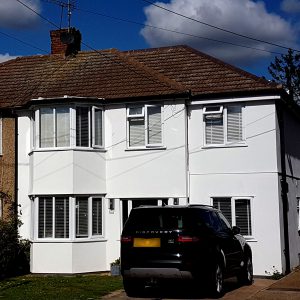 Rendered two storey side extension in Rayleigh Essex